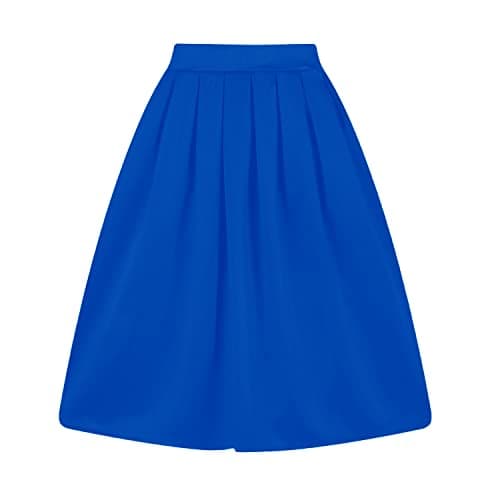 Taydey Vintage Pleated A-Line Skirts for Women — Z-blue