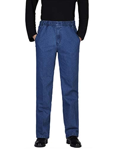 Men's Elastic Waist Denim Jeans for Casual Comfort
