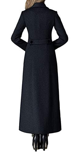 PENER Women's Classic Long Wool Trench Coat Winter Thick Double Breasted Jacket