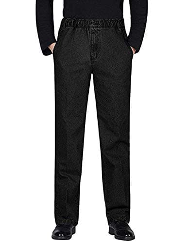 Men's Elastic Waist Denim Jeans for Casual Comfort — #1 Black