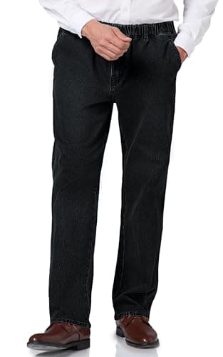 Stylish and Comfortable Elastic Waist Jeans for Men — Black