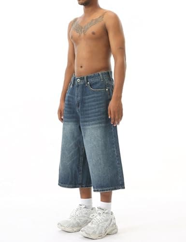 EMMIOL Mens Summer Baggy Jean Shorts with Pockets