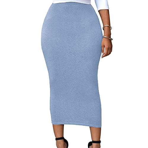 Lrady Women's High Waist Slim Maxi Pencil Skirts for Night Out Party — Light Blue