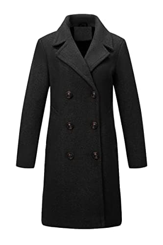 Bellivera Women's Wool Blend Winter Trench Coat — Black