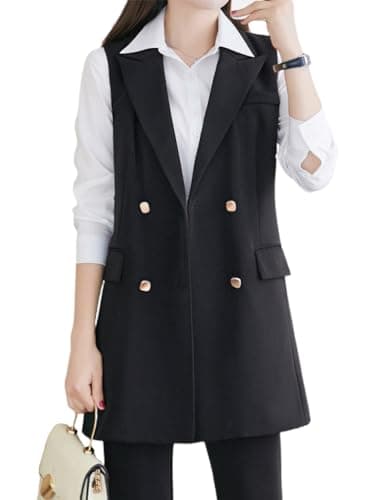 Double Breasted Sleeveless Blazer Vest for Women