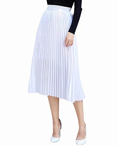 Graffiti Pleated Skirts with Cartoon Print for Women — Solid White