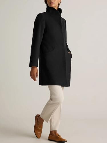 IDEALSANXUN Women's Trendy Wool Shawl Collar Pea Coat Outerwear
