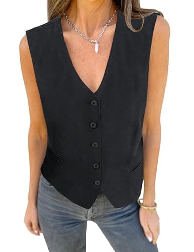 Luvamia Women's Linen Blazer Vest - Fashion Casual Top