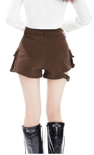 IDEWO Women's Denim Cargo Shorts - Y2k Vintage Grunge Goth