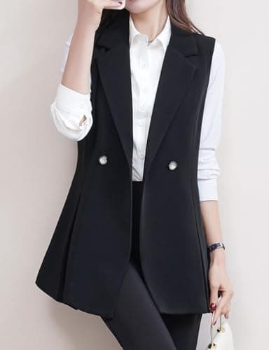 Sleeveless Vest for Women Casual Notch Lapel Slim Fit Blazer Jackets