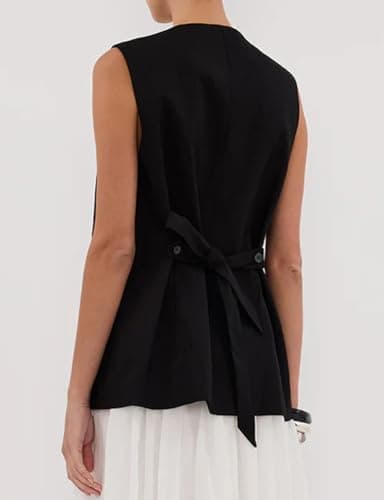 IDEALSANXUN Linen Vest for Women Spring Summer Lightweight Blazer Jackets
