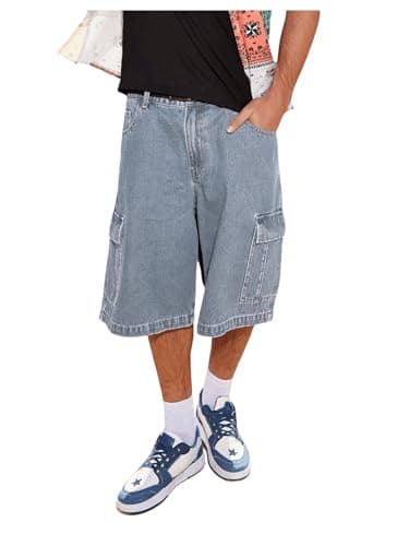 Floerns Men's Baggy Jorts Denim Shorts with Cargo Pockets — Light Wash