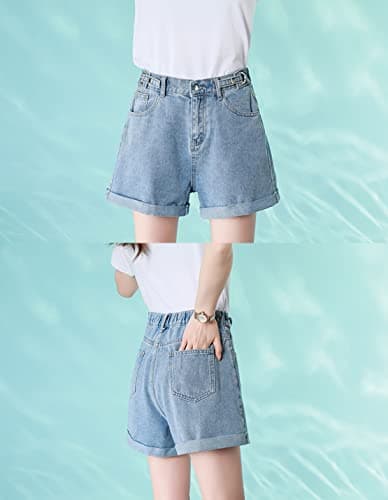 COWOKA Women's Summer Casual Loose Wide Leg Rolled Up Shorts