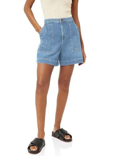 PLNOTME Women's High-Waisted Wide Leg Denim Shorts with Pockets — Light Blue
