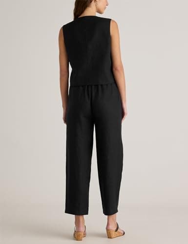 Casual Linen V Neck Button Down Tank Top for Women