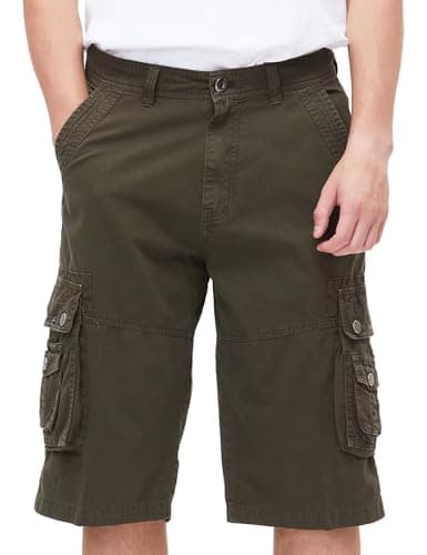 Best South Men's Comfortable Twill Cargo Shorts with Multiple Pockets — Olive Green