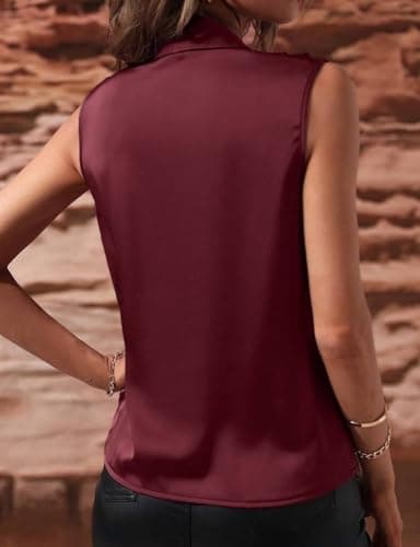 IDEALSANXUN Silk V-Neck Tank Tops for Women Spring Summer Business Casual