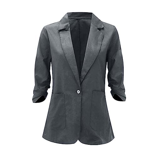 Zowzowkot Women's Lightweight Stretchy Linen Blazer Suit Summer Jackets with Pockets