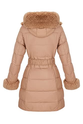 RISISSIDA Women's Warm Puffer Coat with Long Fur Collar Cold-Resistant