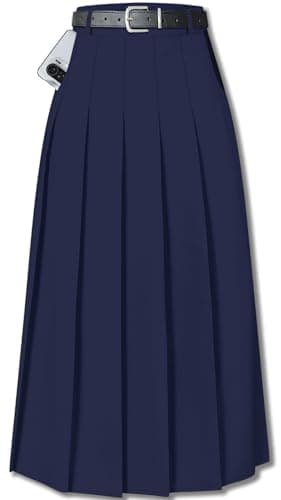 Sangtree Girls A-Line Pleated High Waist Fashion Skirt — Navy
