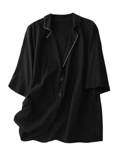 Casual Cotton Linen Blazer for Women — Black
