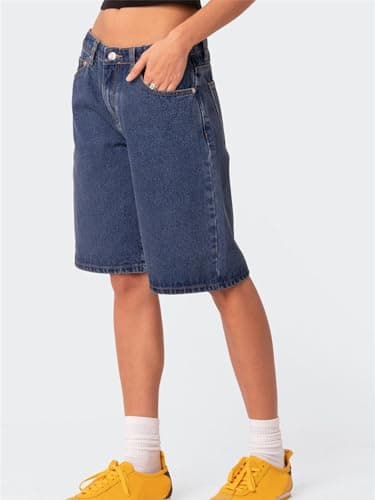 Raruxxin Women's Y2K Wide Leg Low Waist Cargo Jean Shorts with Pockets