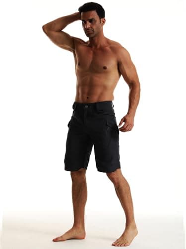 YAXHWIV Men's Lightweight Waterproof Cargo Shorts with Pockets