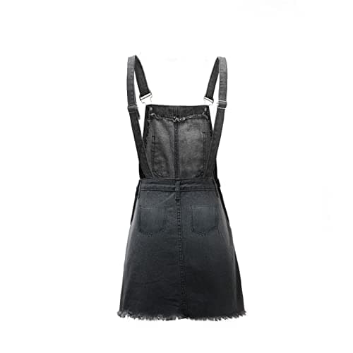 HXHYQKP Classic Denim Adjustable Strap Overall Dress with Suspender Skirt