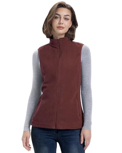 Women's Lightweight Warm Polar Fleece Vest with Zip Pockets for Winter
