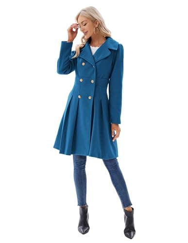 GRACE KARIN Women's Trench Coat Notch Lapel Double Breasted Pea Coat Jacket