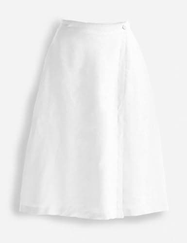 IDEALSANXUN Women's Linen High-Waisted A-Line Midi Skirt with Slit