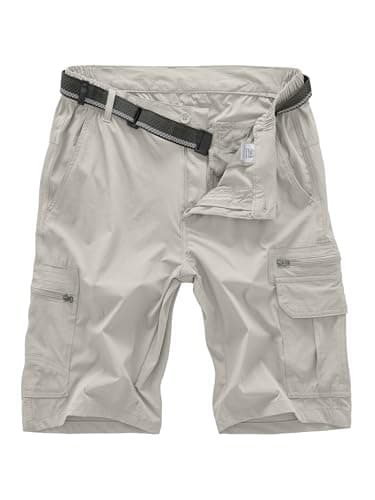 Jessie Kidden Men's Lightweight Quick Dry Water Resistant Fishing Hiking Shorts — Beige Apricot