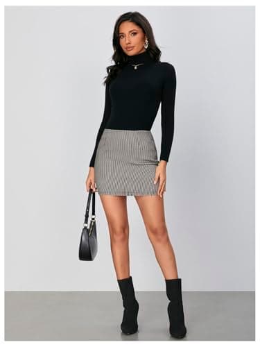 Floerns Women's Multicoloured Plaid High Waist Bodycon Mini Skirt