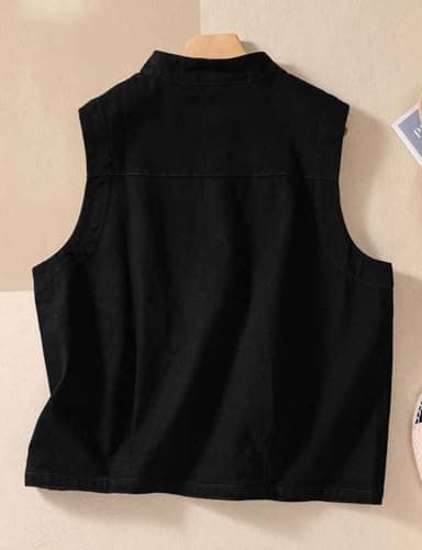Cotton Vest for Women Casual Loose Fit Cardigan Jacket