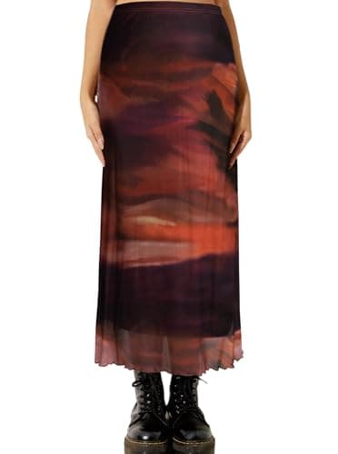 Avanova Bohemian Ditsy Floral Midi Skirt — Brown Aa