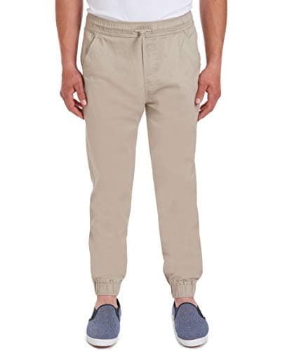 IZOD Men's Young Jogger Pants with Drawstring Elastic Waistband — Khaki