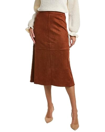 Women's Elastic High Waisted Casual Midi Skirt — Russet