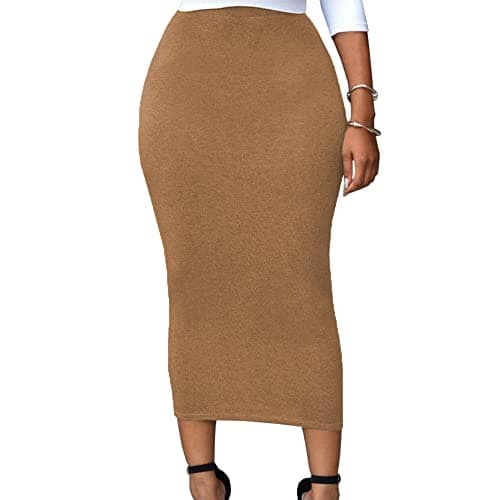 Lrady Women's High Waist Slim Maxi Pencil Skirts for Night Out Party — Dark Brown
