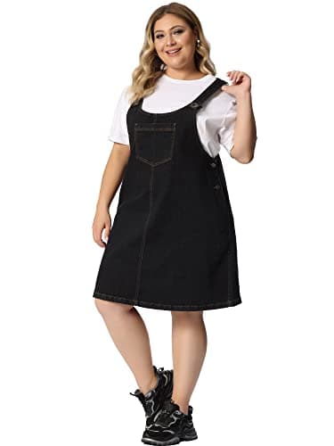 Agnes Orinda Plus Size Women's Denim Overall Bib Dress
