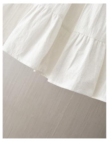 White Linen Mini Skirt 2024 Summer High Waisted A Line Tiered Pleated Cute Short Skirt for Women