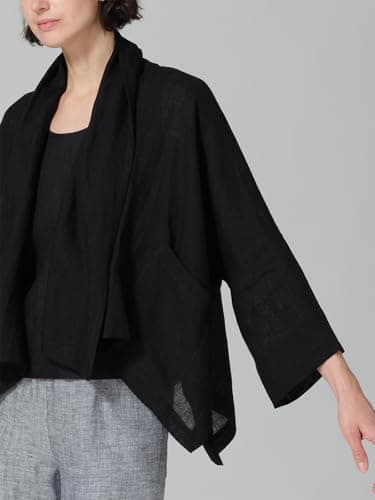 IDEALSANXUN Lightweight Linen Summer Cardigan Blazer Jackets for Women
