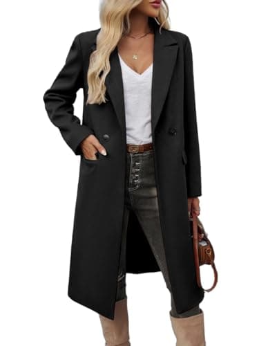 IDEALSANXUN Women's Long Wool Trench Coat Peacoat Jackets — Black
