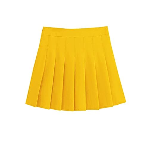 ZHANCHTONG Women's High Waist A-Line Pleated Mini Tennis Skirt — Yellow
