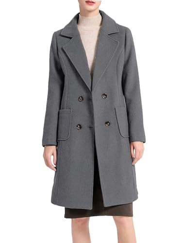 Minibee Women's Winter Warm Wool Peacoat Lapel Jacket — Dark Grey