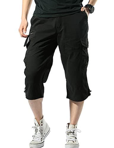 Long cargo shorts for men — Black