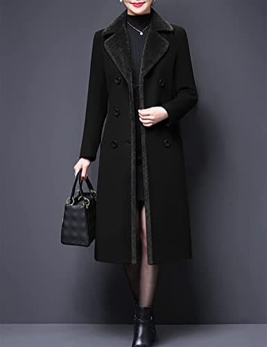 Women's Wool Peacoat with Fur Collar by IDEALSANXUN