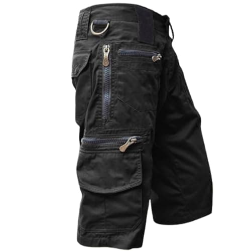 Quick Dry Mens Casual Tactical Cargo Shorts Outdoor Hiking — Black