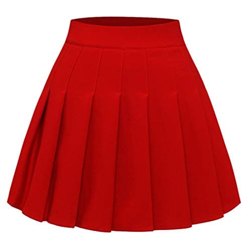 Pleated Skirts for Women: High Waist Mini Skater Tennis A-line Cheerleader — Red