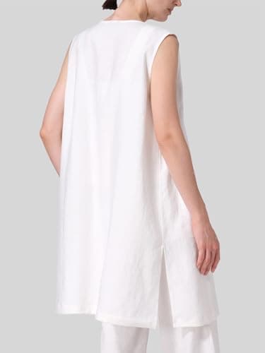 IDEALSANXUN Lightweight Linen Vest for Women Summer Open Front Cardigan