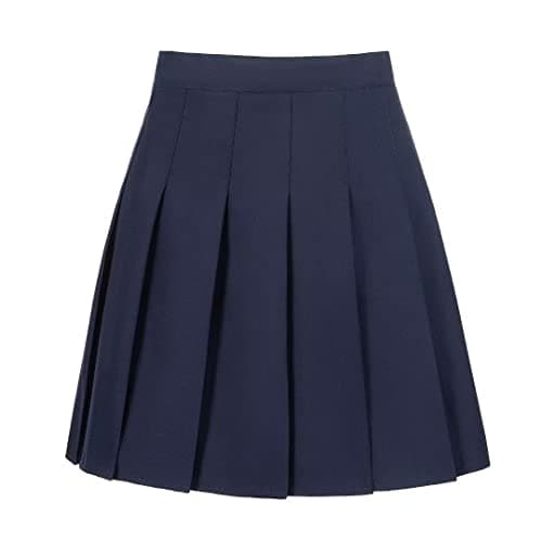 Yewsea High-Waisted Pleated Mini Skirt Skort for Women & Girls — Navy